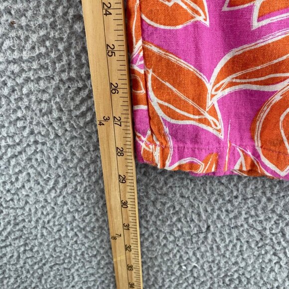 Sincerely Jules Pants Womens Small Pink Orange Floral Linen Blend Straight Leg - Picture 10 of 12